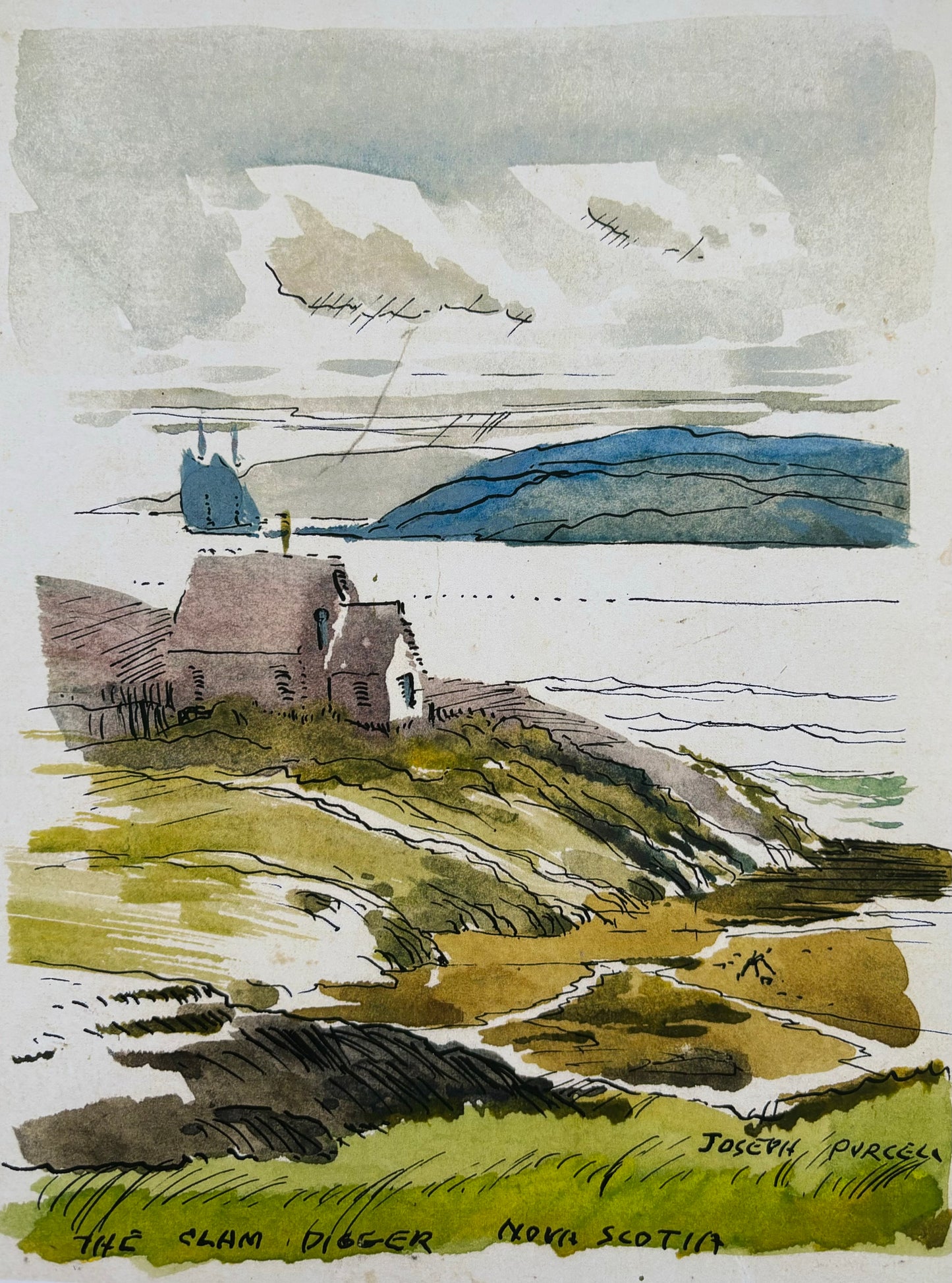 The Clam Digger, a Print from a watercolour painting by Joseph