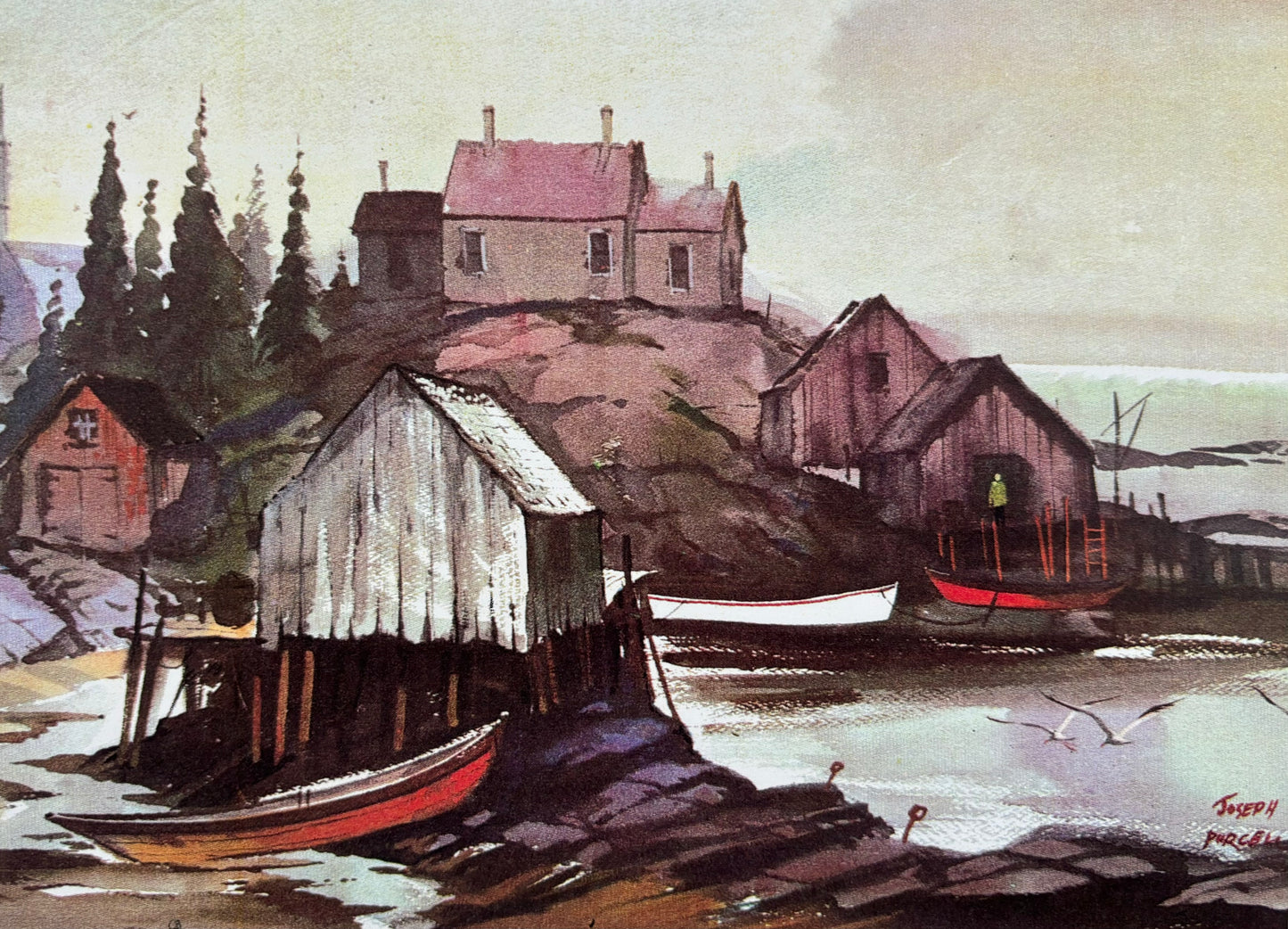 Herring Rock at Bluerocks, a Print from a watercolour painting by Joseph