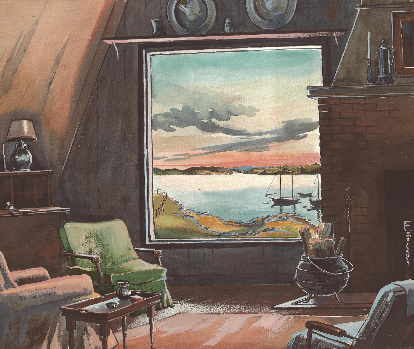 A Quiet Moment at the Cove, a Print from a watercolour painting by Joseph