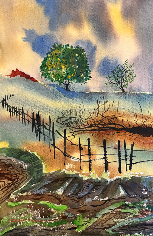 “Old Apple Orchard”, an Original Watercolour by Christopher Purcell