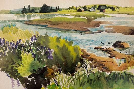 Riverport, Nova Scotia, A Print from a watercolour painting by Tela