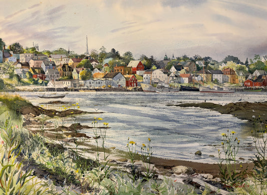 Lunenburg Harbour, A Print from a watercolour painting by Tela