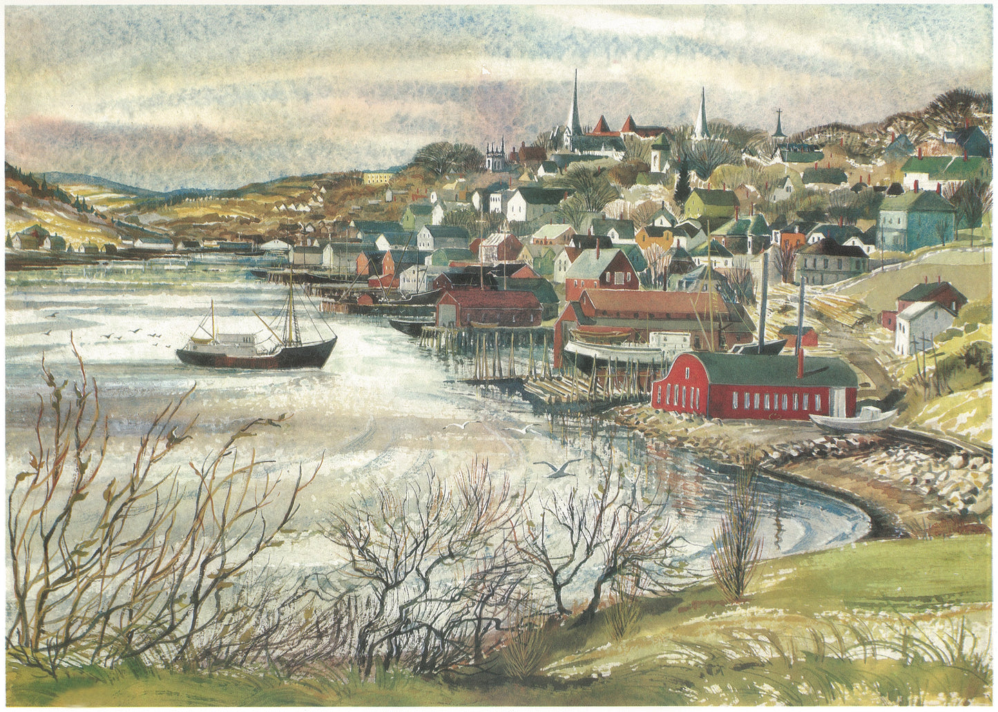 Lunenburg Front Harbour Print Set, Prints from watercolour paintings by Tela