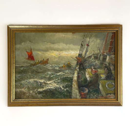 Dorymen Bringing Back Their Catch to the Delawana, Oil Giclée