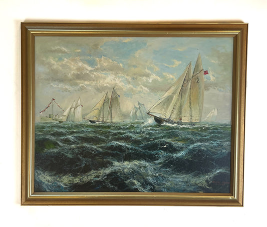 Schooners Racing, Oil Giclée