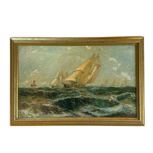 Schooners Racing Past the Sambro Lightship, Oil Giclée