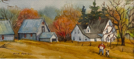 Changing Seasons at the Farm, Original Watercolour by Julia