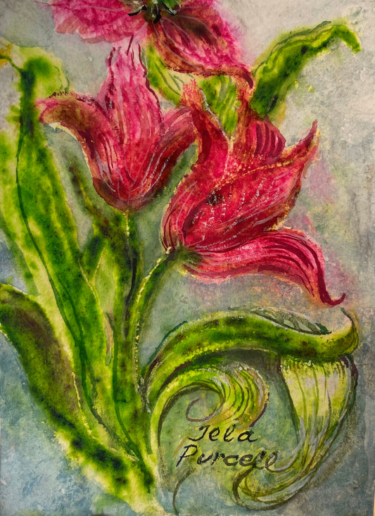 "Lively Tulips", Original Watercolour by Tela