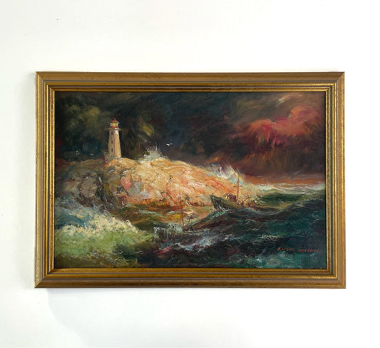 Peggy's Cove Lighthouse at Night, Oil Giclée