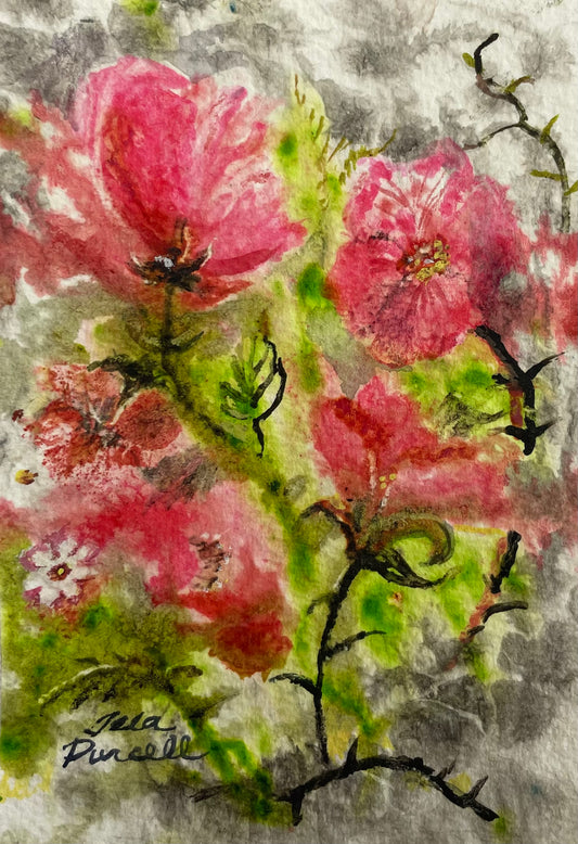 "Flowers on the Move", Original Watercolour by Tela